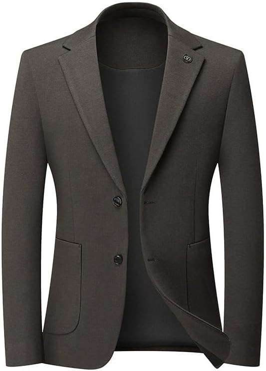 Men's Solid Color Lightweight Fall Two Button Sport Coat Business Casual Slim Fit Suit Jacket
