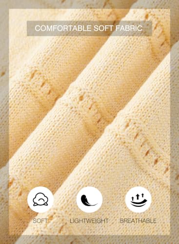 Image of SHEWIN Women's Sweaters Crew Neck Crochet Sweater Lightweight Knit Long Sleeve Tops Shirts Loose Fit Spring 2026