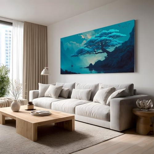 Tableau decoration murale paysage arbre grand format toile maritime voilier