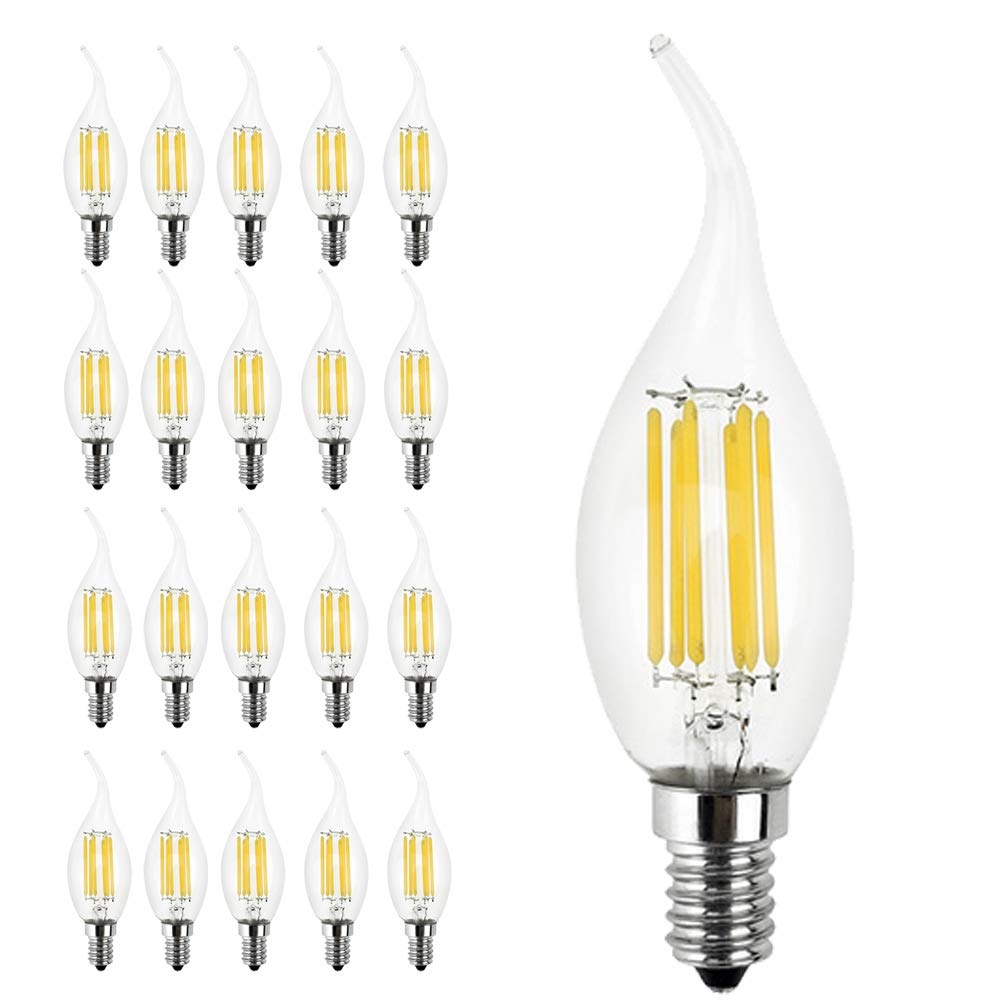20 x Ampoule LED E14 Filament 6W - Equivalent 60 W Ampoule LED, 600LM, Angle de faisceau 360°, 2700K Blanc Chaud，Edison C35 Vintage Ampoules