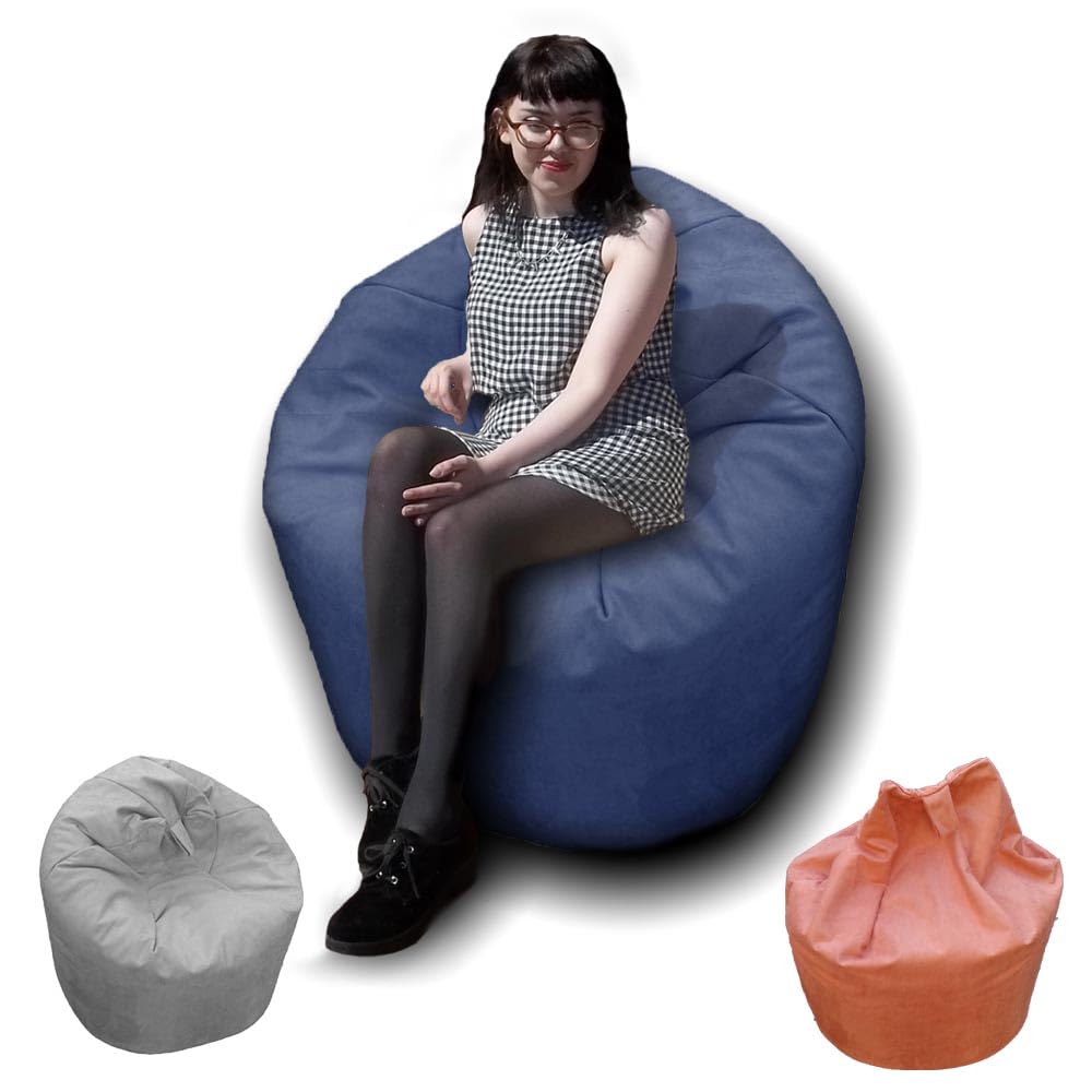 Bean Bag Chair, Faux Suede, Beanbag Gaming Chair Seat Lazy Lounger Couch, Fire Retardant Covers & Filling. (Galaxy Blue, M (60 x 60 x 75 cm))
