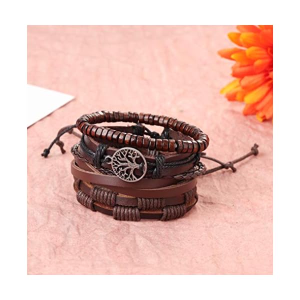 Hanpabum-18pcs-Braided-Leather-Bracelets-for-Men-Women-Woven-Cuff-Wrap-Bracelet-Wood-Beads-Ethnic-Tribal-Bracelets-Adjustable HANPABUM 18pcs Braided Leather Bracelets for Men Women Woven Cuff Wrap Bracelet Wood Beads Ethnic Tribal Bracelets Adjustable