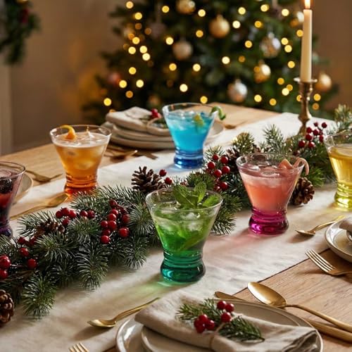 ColoVie Martini Glasses Set of 6 - Cocktail Glasses - 8oz Stemless Margarita, Bar, Dessert Glass - Colored Liquor Drinking Glassware - Cosmo, Manhattan, Espresso Martini - Cocktail Party Gift for Her by ColoVie - Image 6