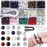 Fishdown 418 pcs 8mm Crystal Beads for Jewelry Making, Natural Stone Healing Beads for Bracelets, Gemstone Beading & Jewelry Necklace Making DIY Kit