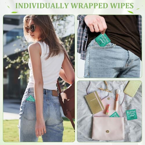 Image of 100Pcs Travel Deodorant Wipes, Travel Size Mini Deodorant Wipes Bulk for Homeless, Individually Wrapped Body Cleaning Supplies for Women Wet Armpit for Body Cleaning Jasmine