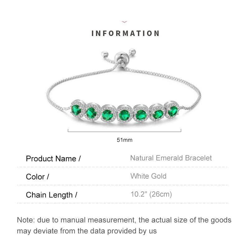 14K Gold Bracelet with Emerald Gemstone and Moissanite for Women, Bezel Design, Ideal Birthday Jewelry Gift2