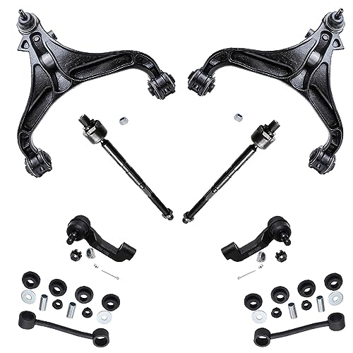Image of Detroit Axle - Front Lower Control Arm w /Ball Joint + Tie Rods + Sway Bars for 2008-2011 Jeep Liberty Dodge Nitro - 8pc Set