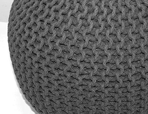 Image of Designs Hand Knitted Cotton Rope Beans Filled Round Oval Pouf Pouffe - Multi Colour - Pack of 01 - Designed for Living Room Sitting, Foot Rest