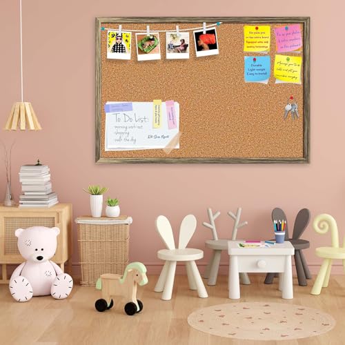 Image of ArtzFolio Cork Board | Bulletin Board Notice Pin Board | Vision Soft Board Combo with Thumb Push Pins & Sticky Notes | Antique Golden Frame | 18 x 12 inch (46 x 30 cms)