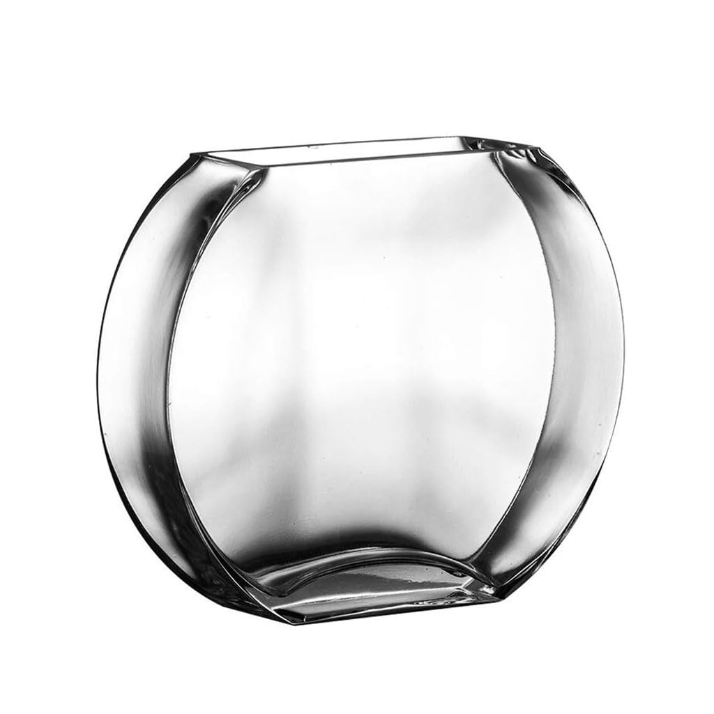 HASMI Pecera de Escritorio Pecera de Cristal Creativa, Tanque de Peces Dorados, Plano, Redondo, pequeño y Mediano, para Sala de Estar, Oficina, Acuario de Escritorio Decoración Pecera