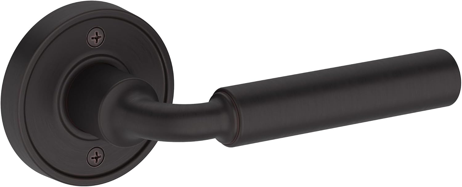 Baldwin PS.LAC.R.RRR La Conner Passage Door Lever Set with Recessed Round Rose from the Reserve Collection - Satin Black