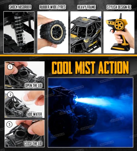 Image of Orange Bear Remote Control Car Toy (1 Year Warranty) Mist Spray Effect Monster Truck Drift RC Car Rock Crawler | Rechargeable | 100+ft Range 2.4GHz Remote | Type-C USB | 2WD Off-Road Racing Car