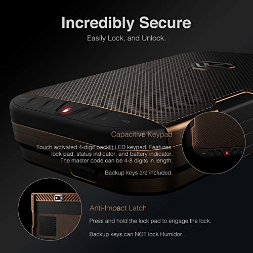 Vaultek LifePod Humidor Cigar Lock Box Waterproof Travel Case Rugged Electronic Lock Box Portable Travel Cigar Case with Backlit Keypad (Humidor)