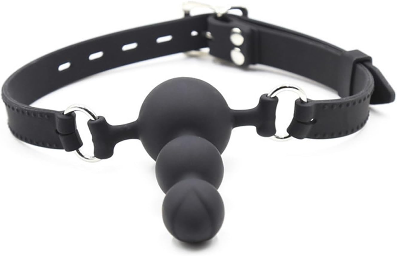 Double-Ended Dildos Mouth Gag Dildo Oral Fixation Harness Bondage Leather Strap On Sex Toys Penis Plug Silicone for Couple Women (Color : B)