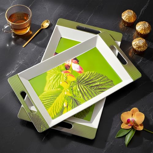 Image of U.P.C Tray Set for Serving Snacks, Multi-Use Nashta Plate & Kitchen's Tea Tray, Perfect Tray Sets for Hosting Guests at Home, Serving Tray Set of 2, Trays for Kitchen. (SY-ROS3)
