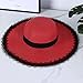 Summer Women Foldable Lace Sunshade Hat Travel Beach Straw Hat Large Brim Sun Cap Red Hat