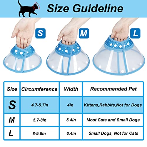 Vivifying Haustier Halskrause, Verstellbar von 12-14,5 cm Leichtgewicht Schutzkragen für Welpen, Kleine Hunde und Katzen (Blau-S)