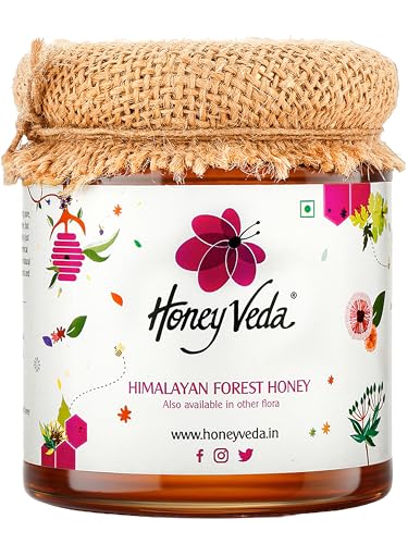 Image of HoneyVeda Himalayan Forest Raw Honey (250g) | 100% Natural Honey | Raw Unprocessed & Unpasteurized Multifloral Indian Nectar for Wellness, Skincare & Healthy Dietary Support (Pack of 1)