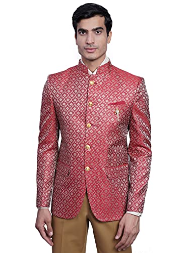 WINTAGE Men's Banarasi Rayon Cotton Festive and Casual Bandhgala Jodhpuri Blazer :Black