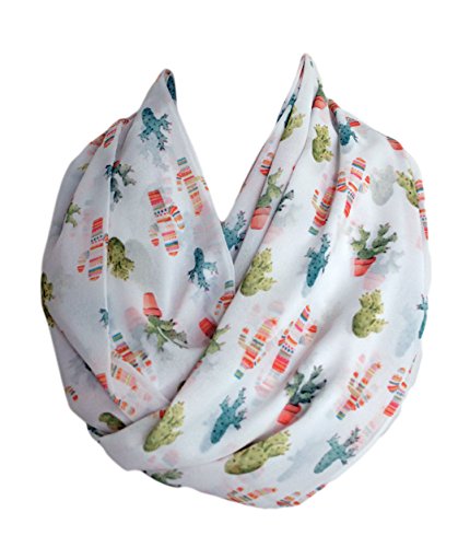 Etwoa Watercolor Cactus Infinity Scarf Circle Loop Scarves