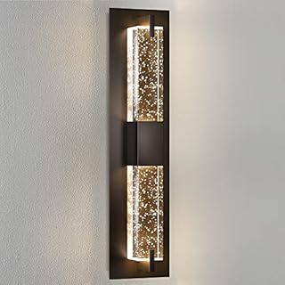 Black Dimmable Wall Sconce-10w LED Sconce Wall Lighting with Bubble Crystal Glass ,19'' Industrial Modern Indoor Wall Lights for Living Room Bedroom Hallway, Bathroom Vanity Light, 3000K, ETL Listed