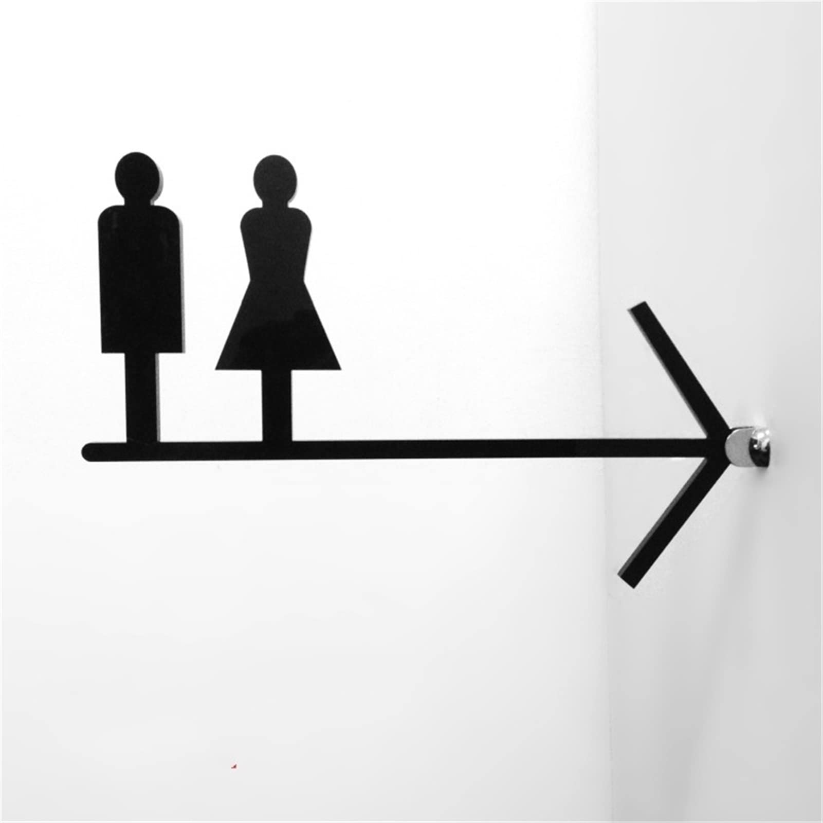 Letrero de baño de Doble Cara para Hombres y Mujeres, Letrero de Flecha para Inodoro, Placa de guía para Inodoro, Tarjeta de guía para Inodoro, Placa acrílic(I