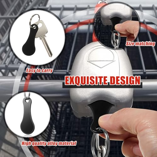 Image of Shimeyao 4 Pcs Portable Aluminum Alloy Keyring Shopping Cart Trolley Tokens Quarter Keychains Gift for Men Women Valentines