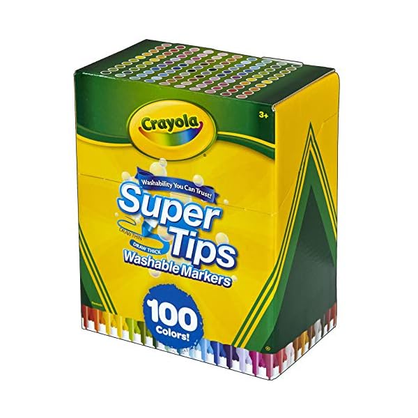 Crayola Supertips Filzstifte Kinder Auswaschbar, Malstifte Set in 100 verschiedenen Farbtönen, Ungiftige Filzstifte mit…