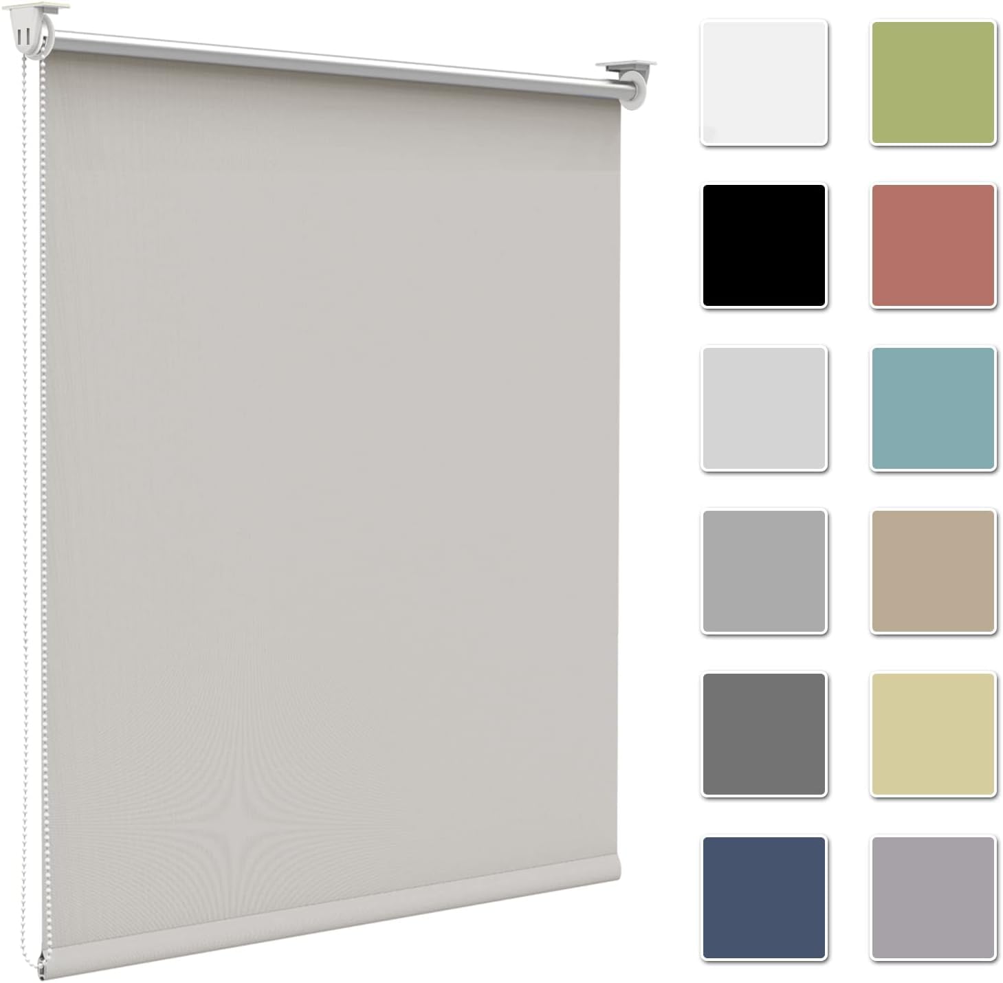 Zarnan Verdunkelungsrollo Klemmfix ohne Bohren B40 x H150cm Creme Verdunklungsrollo Thermorollo Seitenzugrollo Klemmrollo für Fenster & Tür Sichtschutz Sonnenschutz innen Rollo