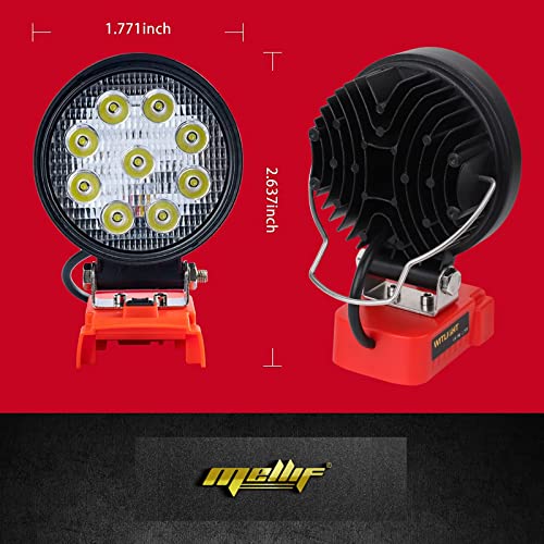 Mellif Led Work Light For Milwaukee 18V Battery, 27W 2400Lm Cordless Handheld Rotatable Led Light Job Site Light For For Camping, Car Repairing, Emergency (Battery Not Included) #TOP3