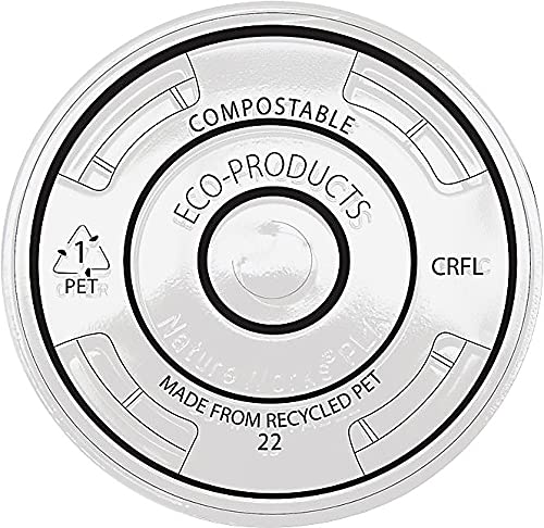 Eco-Products EPCRFL BlueStripe Recycled Content Cold Cup Flat Lids, F/9-24oz Cups, 100/PK, 10 PK/CT (ECOEPCRFL)