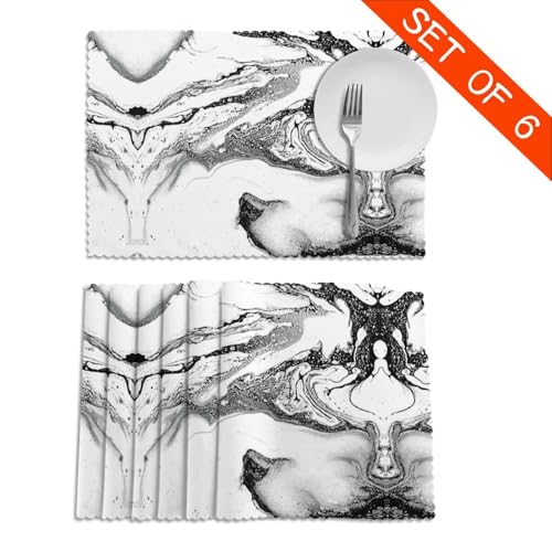Sets de table imprimé marbre noir et blanc au design chic et moderne - 5