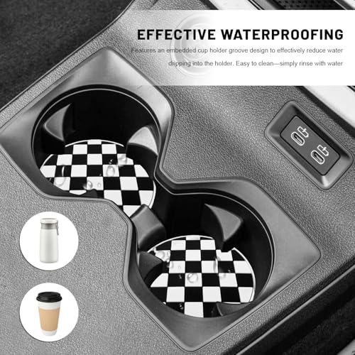 4 PCS Portavasos para Auto con Diseño Ajedrezado 2.76 in miniatura 5