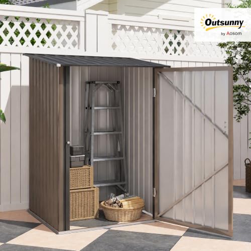 Miniatura 2 de Outsunny Cobertizo De Jardín Exterior 0,92 M 100x103x160 Cm Caseta De Jardín Exterior Metálica Con 1 Puerta Y Cerradura Para Almacenamiento De Herramientas Para Patio Terraza Marrón