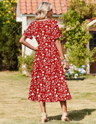 Image of Zeagoo Womens Summer Dresses 2026 Casual Midi Dress Flowy Sundress Ruffle Short Sleeve Tiered Dresses A Line Boho Dress
