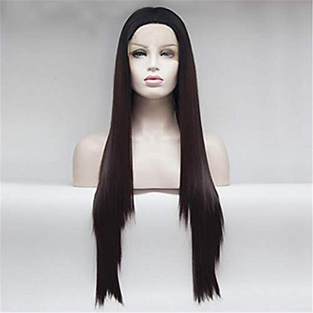 Perruque lace front synthétique 28 pouces raide et indétectable pour femmes