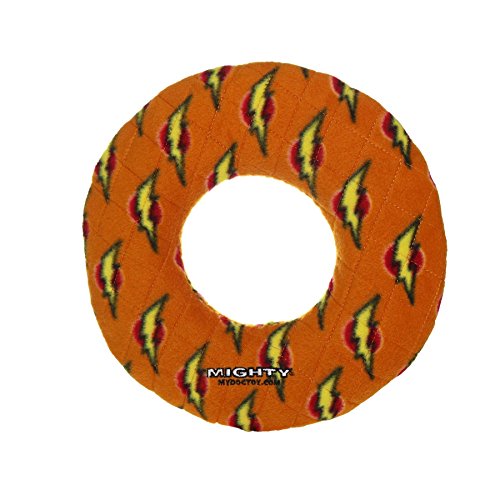 Mighty- No Stuff Ring - Orange - Squeaky Plastic Core. 2-In-1 Toy. Made Durable, Strong & Tough. Interactive Play Dog Toy (Tug, Toss & Fetch). It Floats. #TOP19