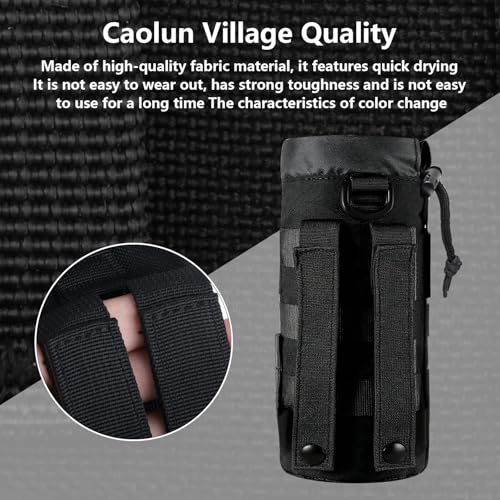 2 StkTaktisch Flaschenhalter, für Molle Trinkflaschenhalter Gürtel, Wasserflaschentasche, Tragbarer Rucksack Flaschenhalter Tasche mit Kordelzug, Camping Getränkehalter Gürtel + 2 Karabiner
