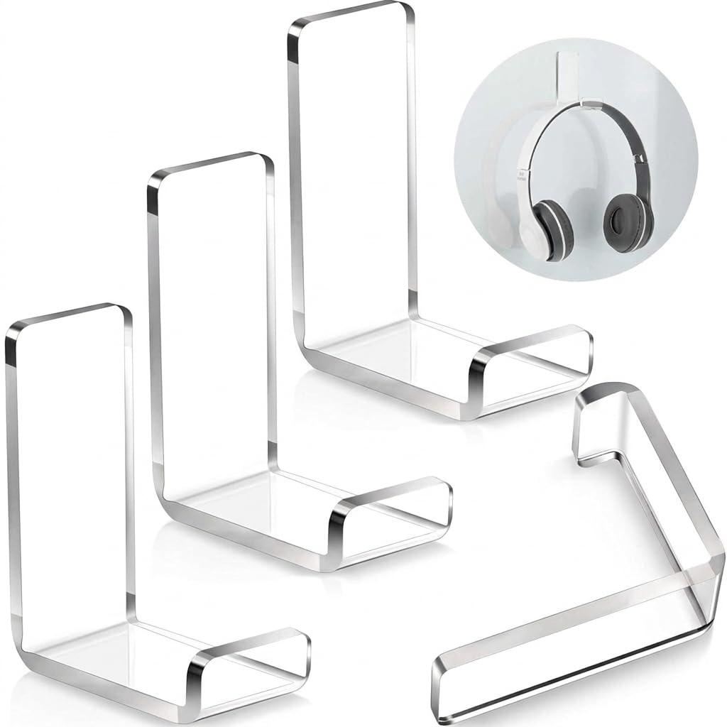 Acrylic Headphone Stand Wall Mount with Adhesive Tape, Space-Saving Headset Hanger Hook for Gaming, Office, Studio & Home (2)-image-46