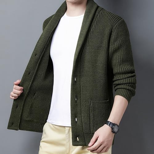 Men's Shawl Collar Cardigan Sweater Casual Textured Knit Cardigans Slim Fit Cable Knit Button Up Sweaters2