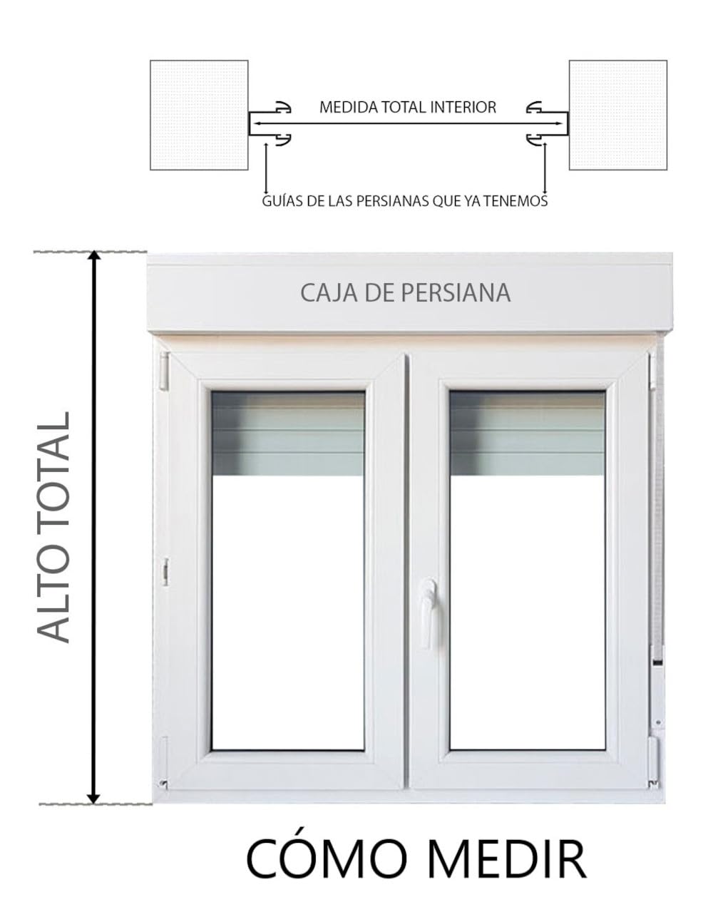 Rollo De Persiana Enrollable de Aluminio Térmico para Ventanas y Puertas. Lama Curva de Color Blanco. Medidas de Ancho 156 cm x 140 cm