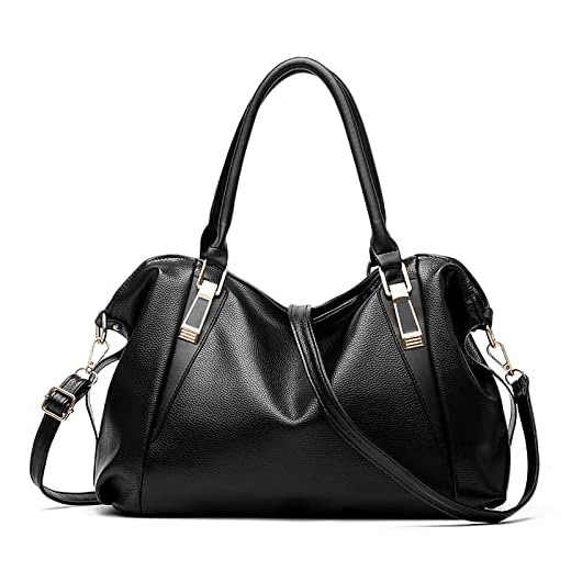 Ikaif Femmes Sac À Main Messenger Sac, Dames Grande Capacité Doux PU En Cuir D'épaule Haut-poignée Croix-corps Sacs (Black)