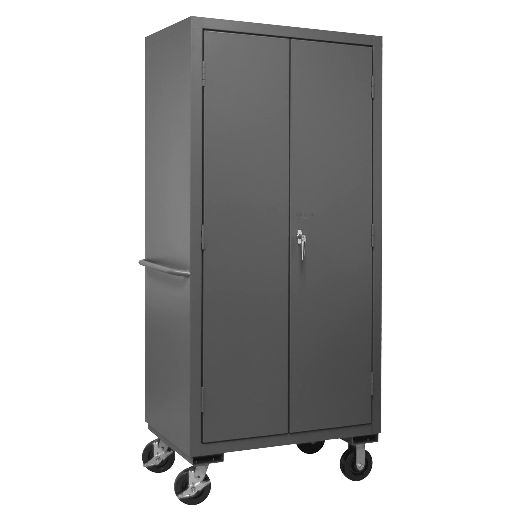 Durham 3501M-BLP-30-1795 Lockable Mobile Cabinet with 30 Red Hook-On Bins, Flush Door Style, 36