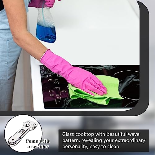 Karinear Portable Electric Cooktop 2 Burners, 110V Plug In Electric Stove Top, Countertop Use Or Built-In Install, 12'' Ceramic Cooktop With Beautiful Wave Patterned #TOP3