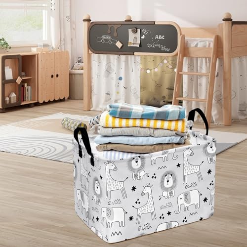 Image of MAIZMZ Kids Storage Basket Baby Foldable Toys Organizer Bins Decorative Gifts Bakset Waterproof Nursery Hamper Women Storage Cube Kids Laundry Basket for Home /Dorm /Kitchen /Pet /Office /Closet /Shelf /