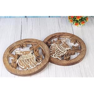 Set of 2 Rabbit Wooden Trivets for Hot Pots and Pans Tea Pot Holders Hot Pads Modern Farmhouse Kitchen Counter Décor | 8 Inch Diameter Set of 2 Rabbit Wooden Trivets for Hot Pots and Pans Tea Pot Holders Hot Pads Modern Farmhouse Kitchen Counter Decor 8 Inch Diameter