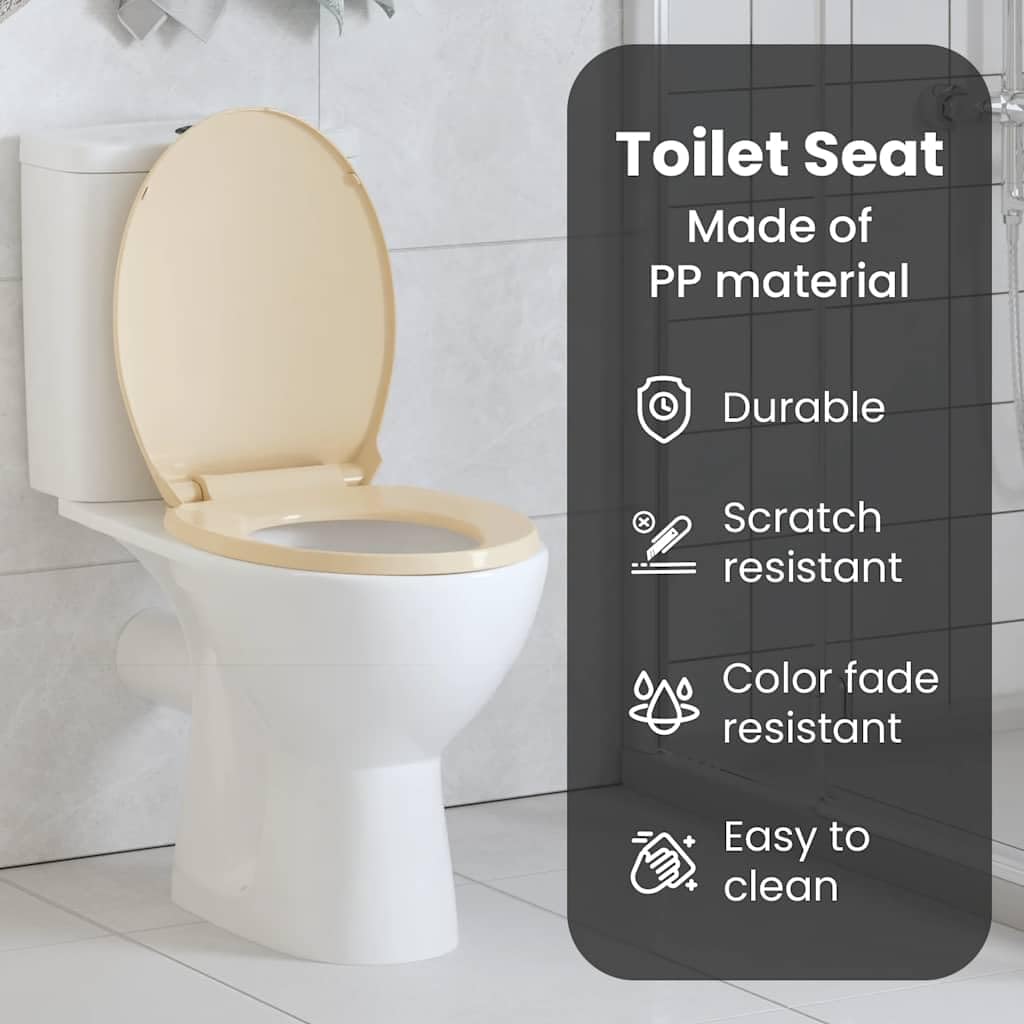 vidaXL Tapa y Asiento de Váter con Cierre Suave Ovalada Inodoro Retrete con Desmontaje Rápido de Diseño Ergonómico Fácil de Limpieza Beige