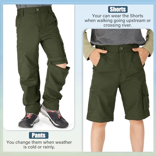 Kids' Cargo Pants, Boy's Casual Outdoor Quick Dry Waterproof Hiking Climbing Convertible Trousers #90164