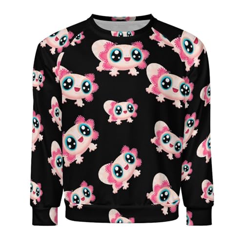 Cute Axolotl Men's Crewneck Sweatshirt Pullover Long Sleeve Casual Tops4