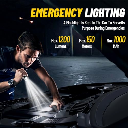 Image of 1200LM Super Bright Mini Led Flashlights USB Rechargeable Small Waterproof Keychain Flashlight Rescue, Camping-Black